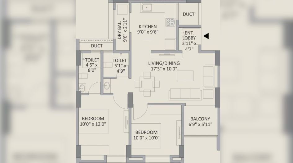 Gangotree-Dashabhuja-Floor-Plan-2 BHK